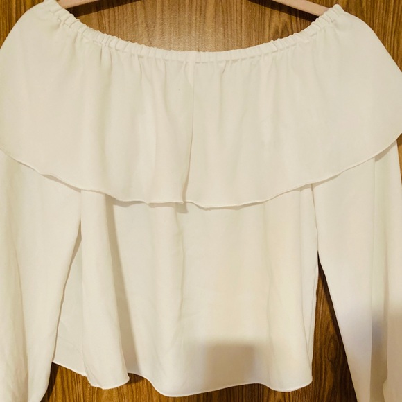 Aritzia Wilfred Off the Shoulder White Ruffle Top - Picture 2 of 3